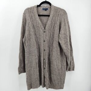 Karen Scott 2X Womens Brown Cable Knit Long Sleeve Button Down Cardigan